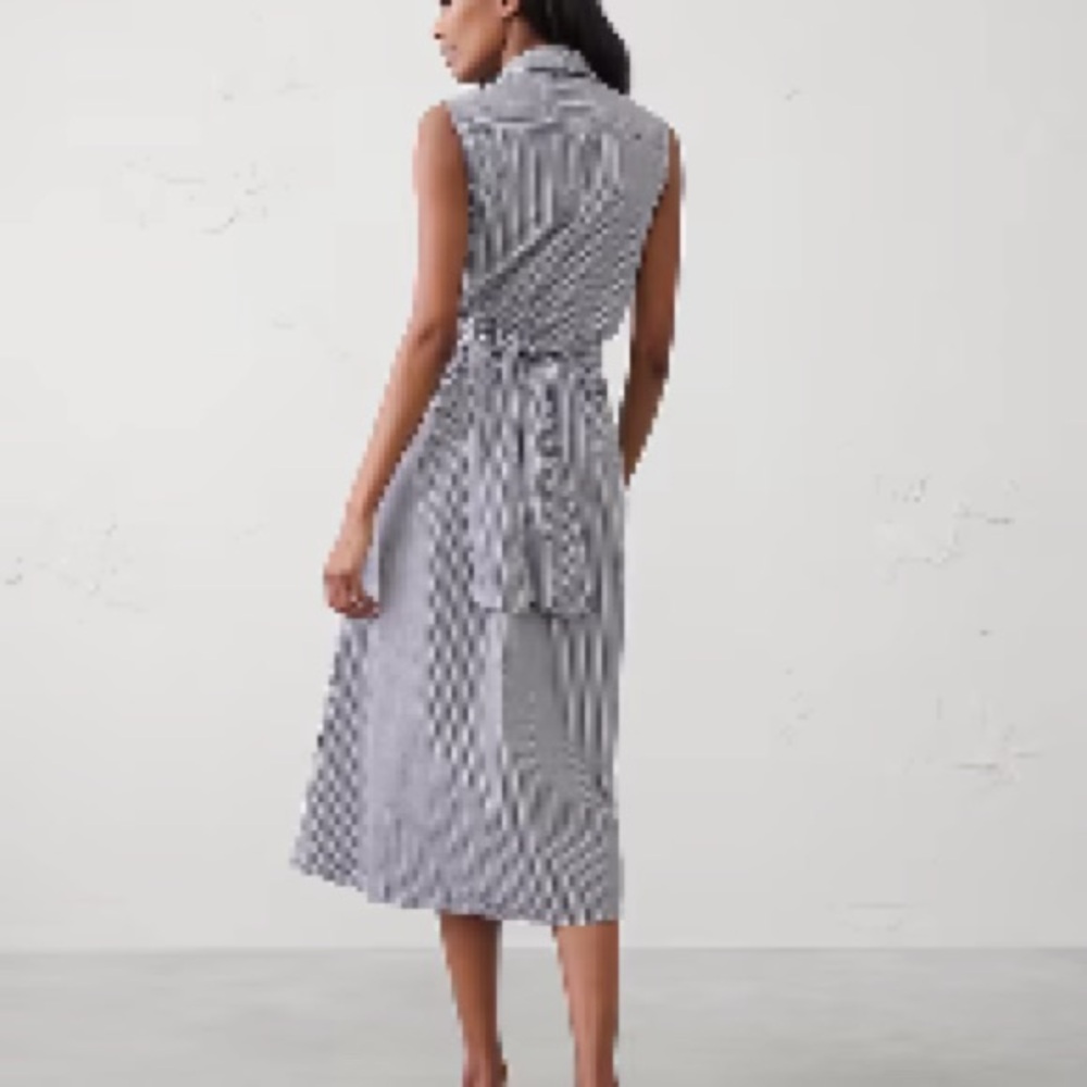 Banana Republic Factory Black and White Striped Sleeveless Shirt Dress - Picture 4 of 4
